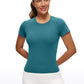 Seamless High Neck Short Sleeves Waist Length