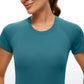 Seamless High Neck Short Sleeves Waist Length