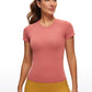 Seamless High Neck Short Sleeves Waist Length