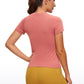 Seamless High Neck Short Sleeves Waist Length