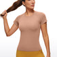 Seamless High Neck Short Sleeves Waist Length