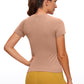 Seamless High Neck Short Sleeves Waist Length