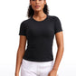 Seamless Crewneck Short Sleeve Shirts Waist Length