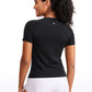 Seamless Crewneck Short Sleeve Shirts Waist Length