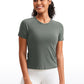 Seamless Crewneck Short Sleeve Shirts Waist Length