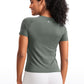 Seamless Crewneck Short Sleeve Shirts Waist Length