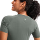 Seamless Crewneck Short Sleeve Shirts Waist Length