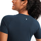 Seamless Crewneck Short Sleeve Shirts Waist Length