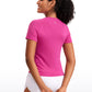 Seamless Crewneck Short Sleeve Shirts Waist Length