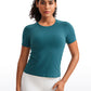 Seamless Crewneck Short Sleeve Shirts Waist Length