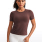 Seamless Crewneck Short Sleeve Shirts Waist Length