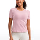 Seamless Crewneck Short Sleeve Shirts Waist Length