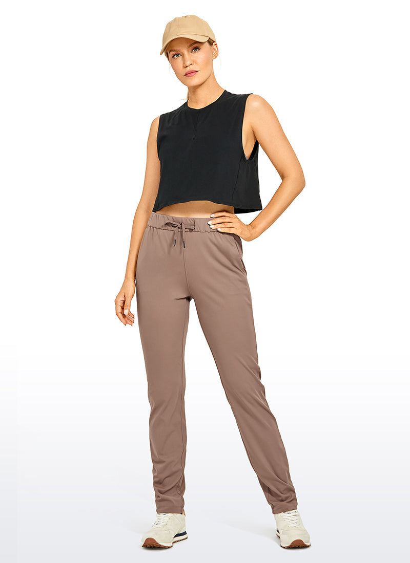 Stretch Drawstring Long Pants with Pockets 31''