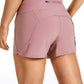 Feathery-Fit Mid-Rise Lined Shorts with Flat Waist 4''