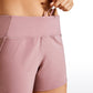 Feathery-Fit Mid-Rise Lined Shorts with Flat Waist 4''