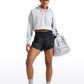 Feathery-Fit Soft Mid-Rise Lined Shorts with Back Zipper Pocket  4''