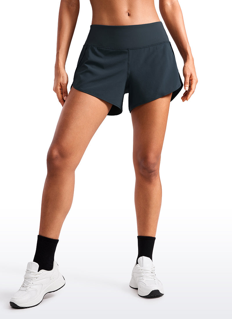 Feathery-Fit Soft Mid-Rise Lined Shorts with Back Zipper Pocket  4''