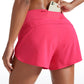 Feathery-Fit Soft Mid-Rise Lined Shorts with Back Zipper Pocket  4''