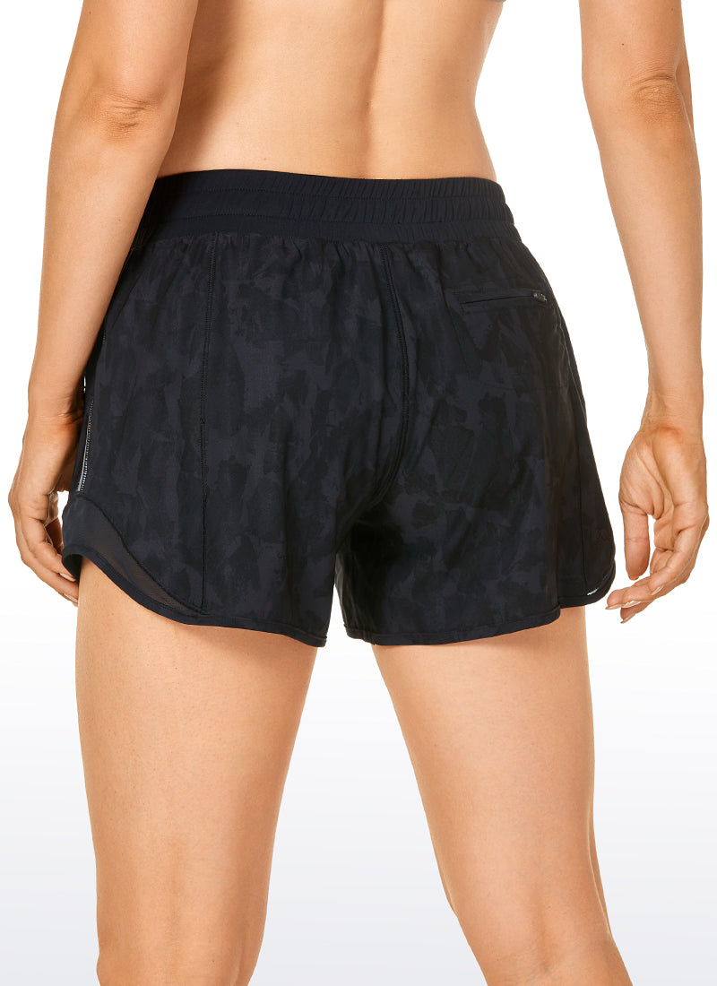 Feathery-Fit Mid-Rise Lined Shorts with Drawstring 4''