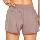 Feathery-Fit Mid-Rise Lined Shorts with Drawstring 4''