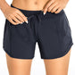 Feathery-Fit Mid-Rise Lined Shorts with Drawstring 4''