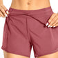 Feathery-Fit Mid-Rise Lined Shorts with Drawstring 4''