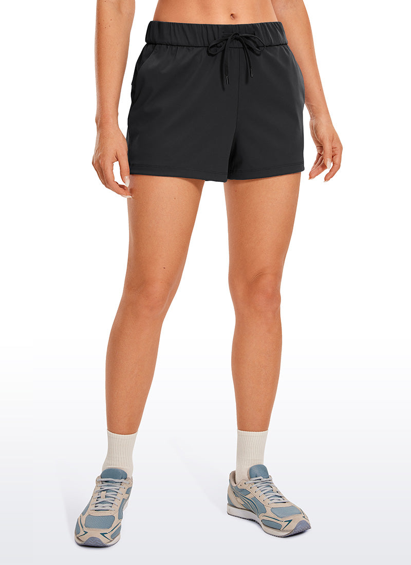 Stretch Mid-Rise Drawstring Shorts with Pockets 2.5"