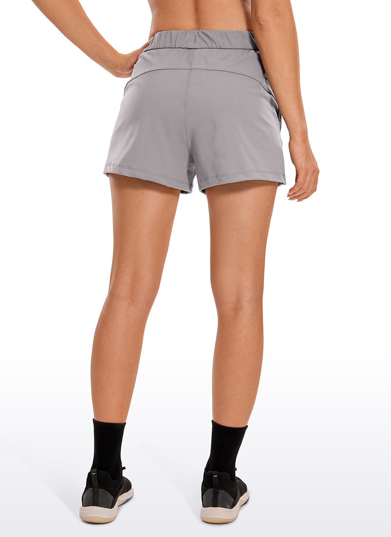 Stretch Mid-Rise Drawstring Shorts with Pockets 2.5"