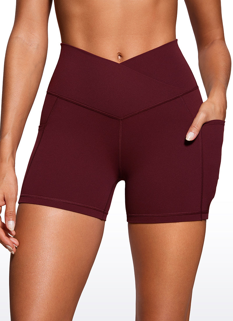 Butterluxe Yoga Pockets Shorts 4''- V Cross Waist