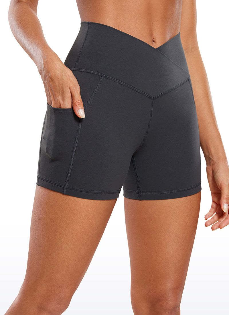 Butterluxe Yoga Pockets Shorts 4''- V Cross Waist