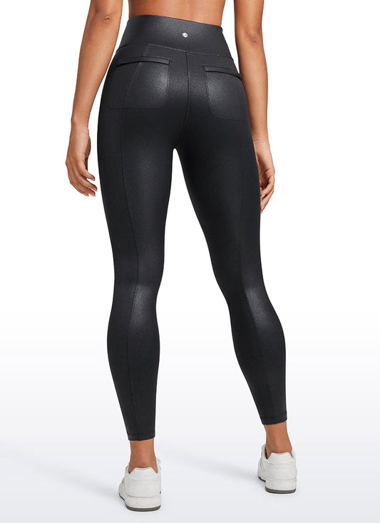 Butterluxe Matte Faux Leather Leggings with Back Pockets 25"