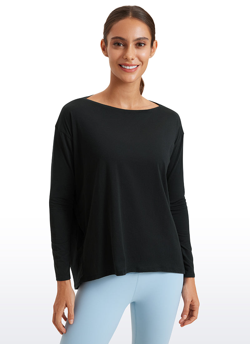 Pima Cotton Long Sleeves Boat Neck