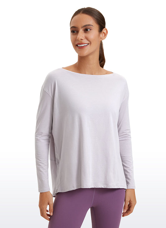 Pima Cotton Long Sleeves Boat Neck