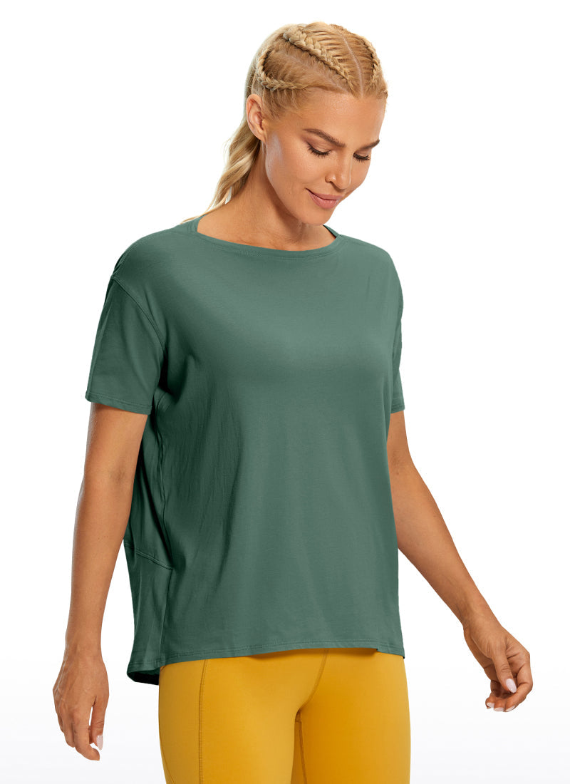 Pima Cotton Short Sleeves Boat Neck