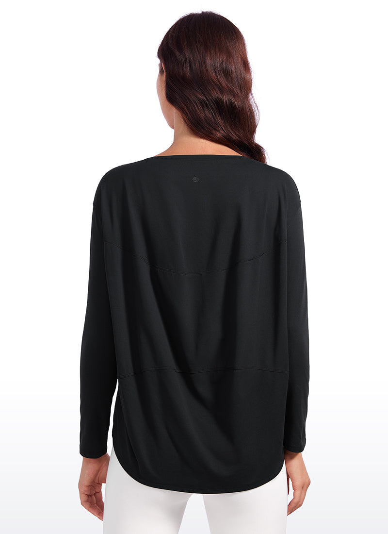 Butterluxe-Light Hip Length Back Hem Long Sleeves