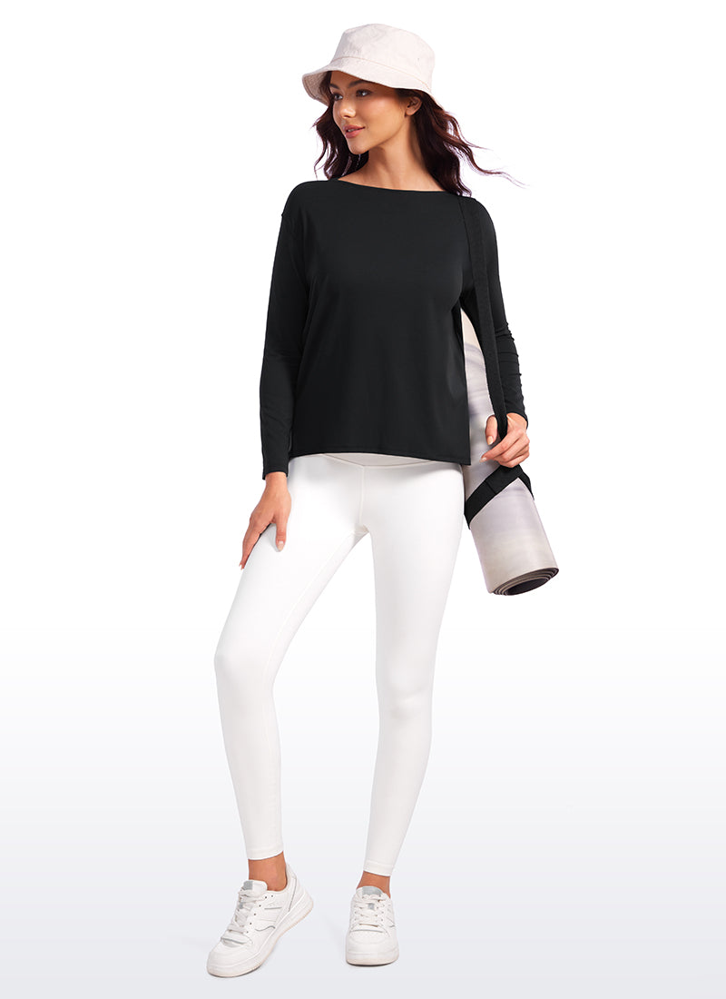 Butterluxe-Light Hip Length Back Hem Long Sleeves