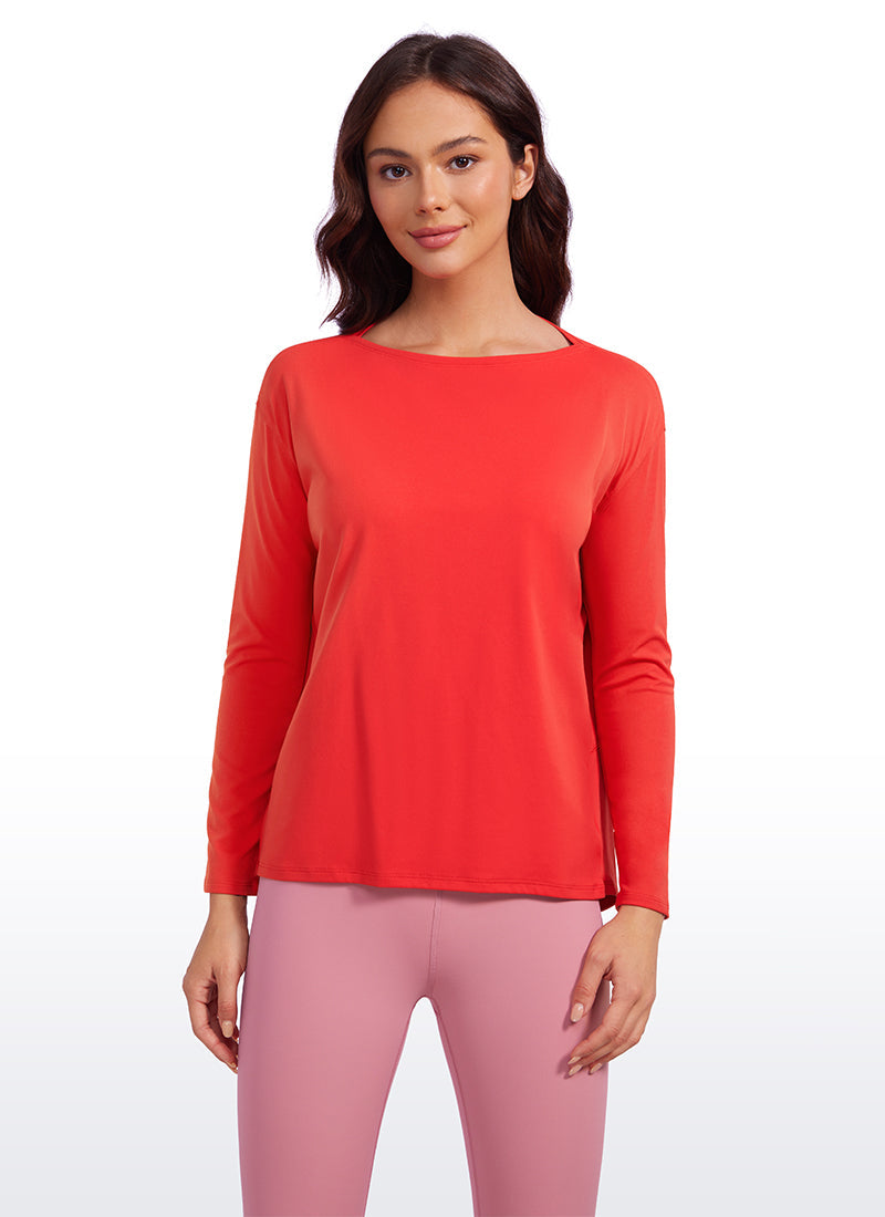 Butterluxe-Light Hip Length Back Hem Long Sleeves