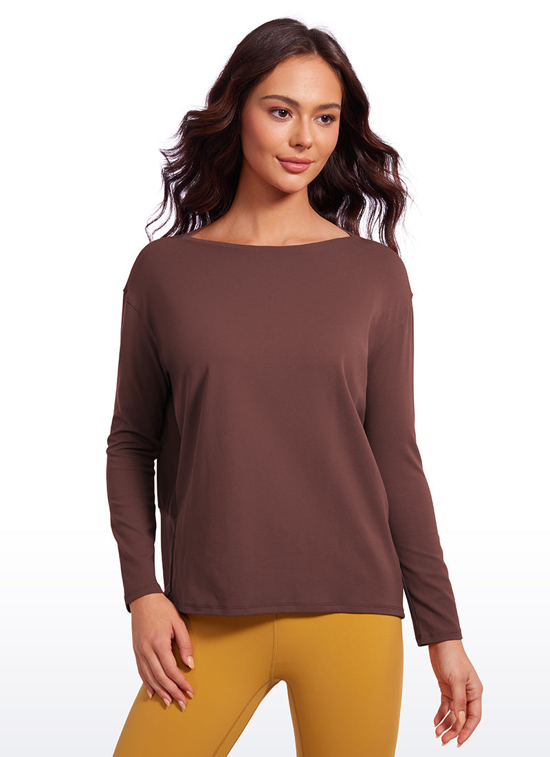 Butterluxe-Light Hip Length Back Hem Long Sleeves