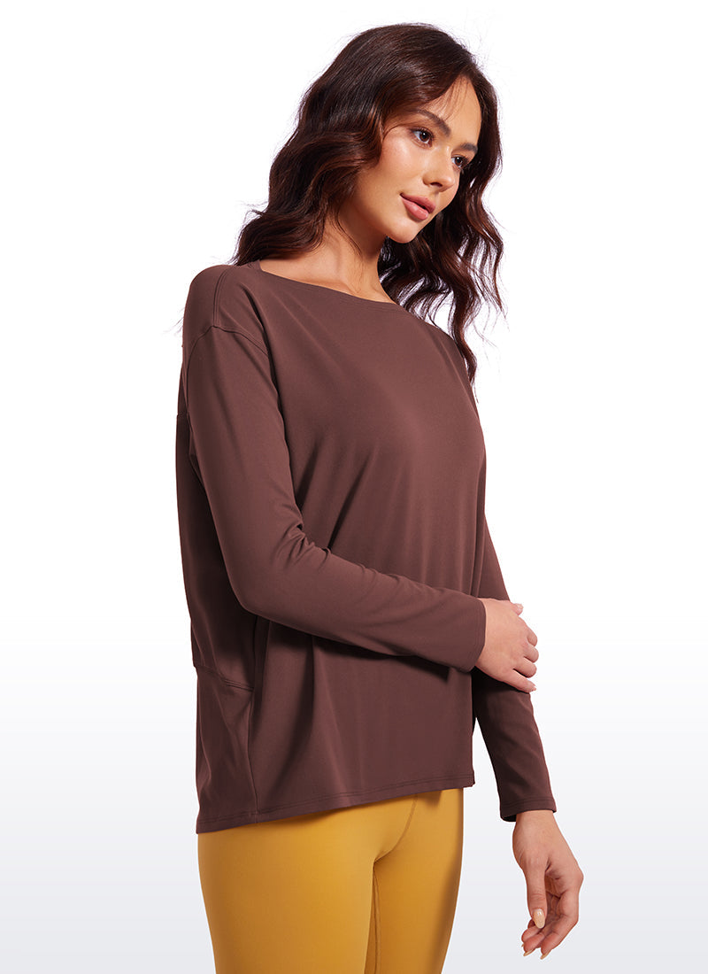 Butterluxe-Light Hip Length Back Hem Long Sleeves