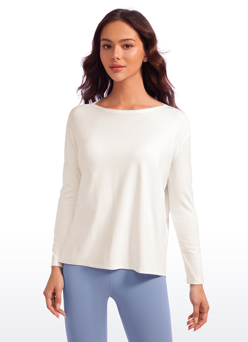 Butterluxe-Light Hip Length Back Hem Long Sleeves