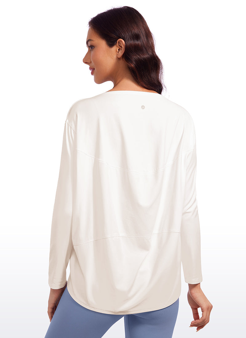 Butterluxe-Light Hip Length Back Hem Long Sleeves