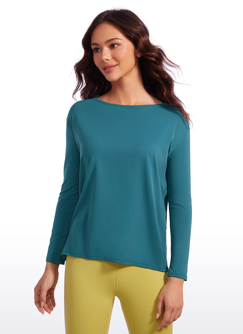 Butterluxe-Light Hip Length Back Hem Long Sleeves