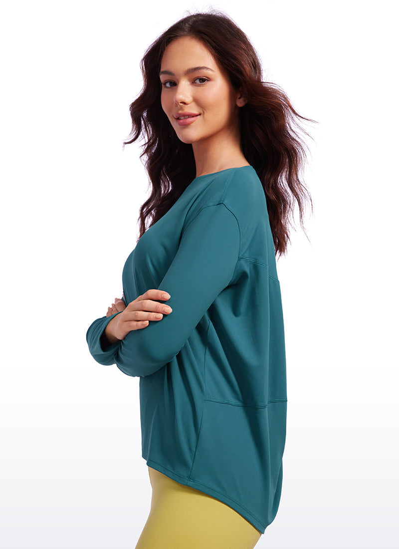 Butterluxe-Light Hip Length Back Hem Long Sleeves