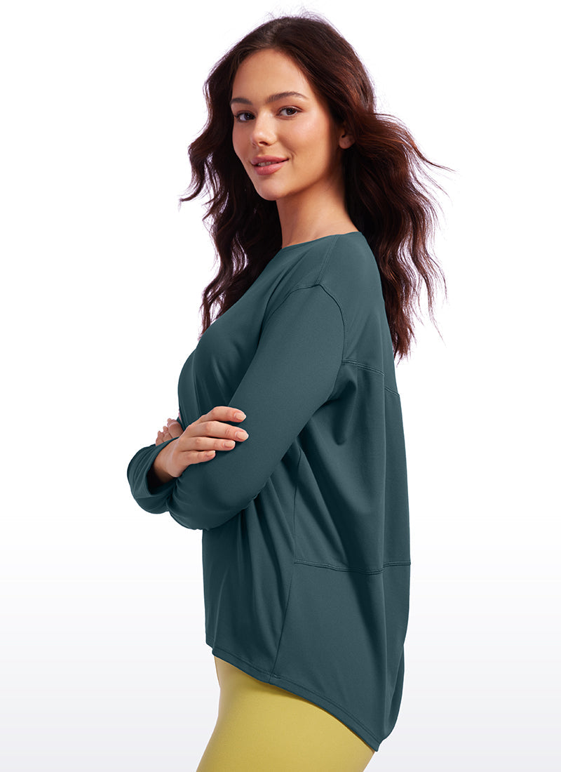 Butterluxe-Light Hip Length Back Hem Long Sleeves