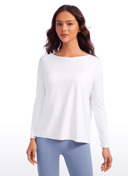 Butterluxe-Light Hip Length Back Hem Long Sleeves