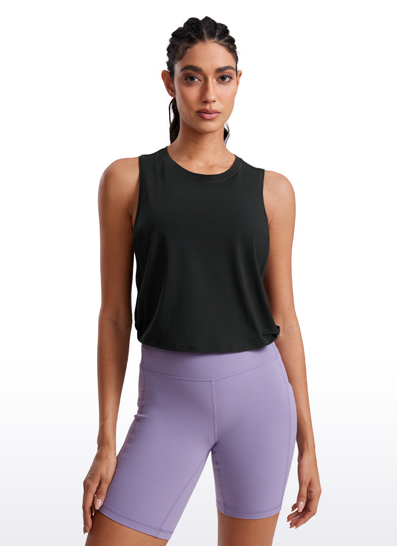 Pima Cotton Crop Tank Deep Armhole