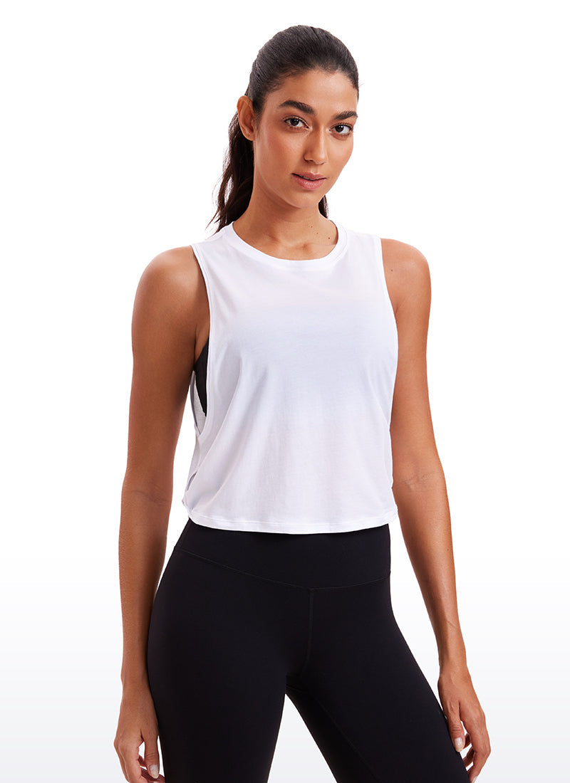 Pima Cotton Crop Tank Deep Armhole