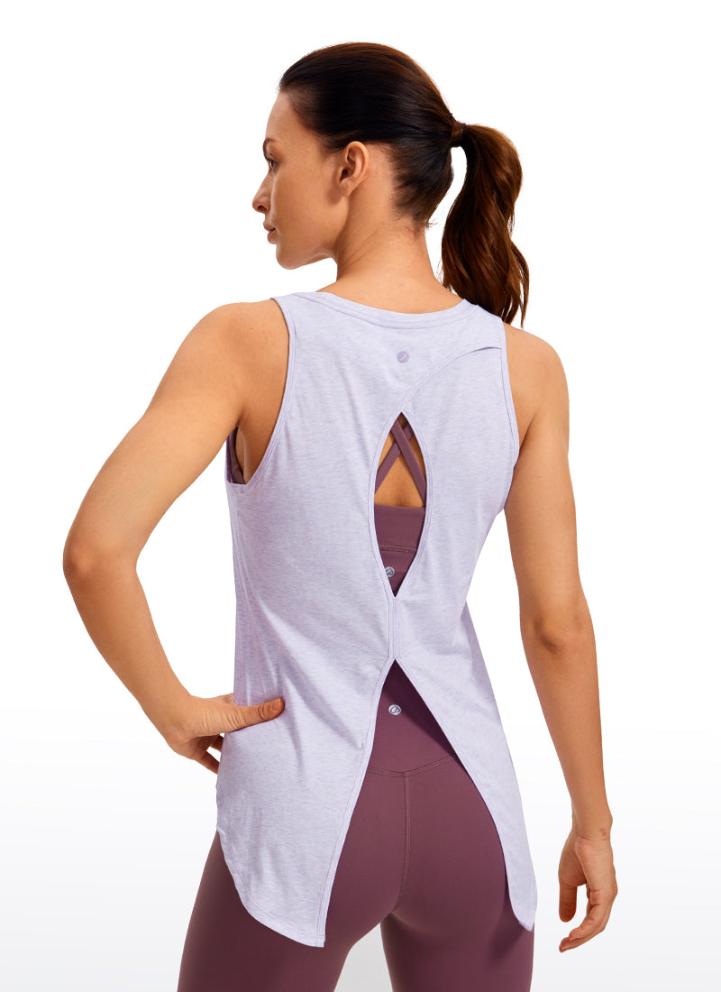 Pima Cotton Tank Split Open Back