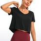 Pima Cotton Short Sleeve Cropped  V-neckline