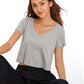 Pima Cotton Short Sleeve Cropped  V-neckline